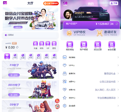 最新手机APP极光娱乐城系统源码,真人视讯api接口游戏菠菜平台源码,含聊天室功能